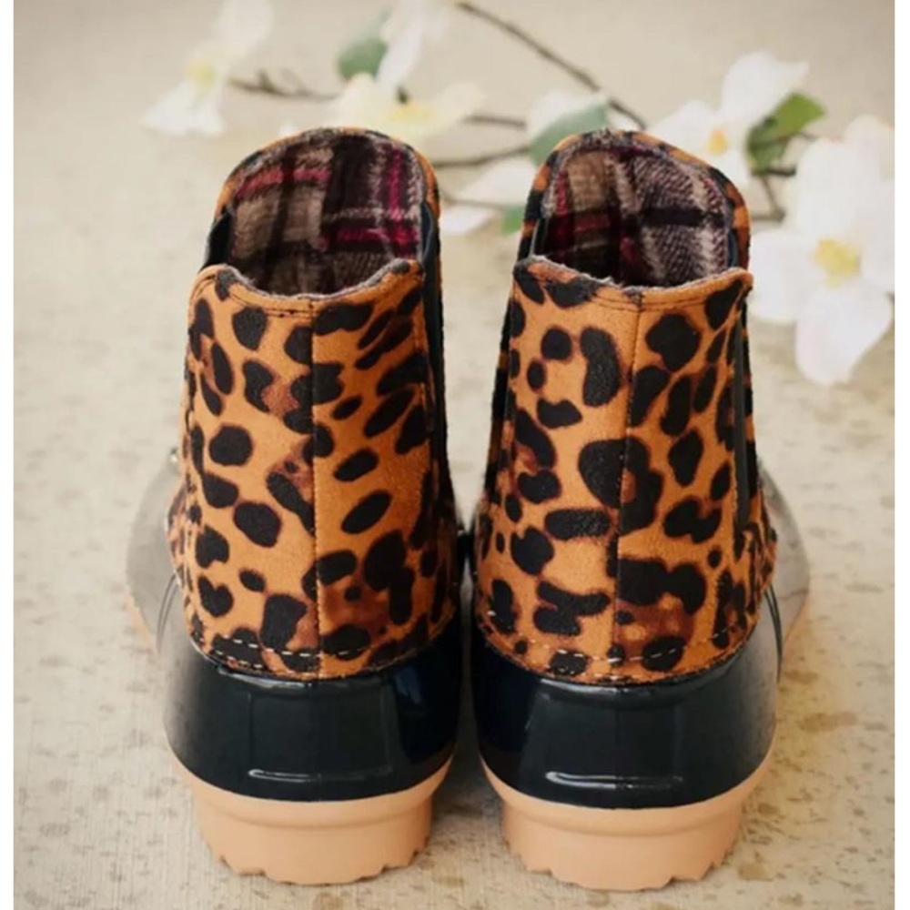 Slip On Leopard Duck Rain Boots - Picture 3 of 8